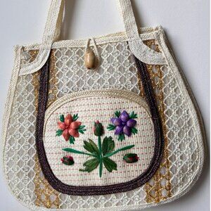 Vintage Woven Lacy Tote Bag